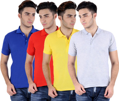 

Sanvi Traders Solid Men Polo Neck Multicolor T-Shirt(Pack of 4