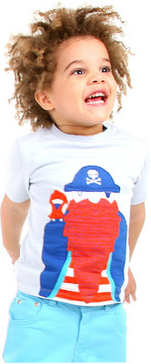 

Cherry Crumble California Boys Applique Cotton T Shirt(Blue, Pack of 1, Blue red with orange