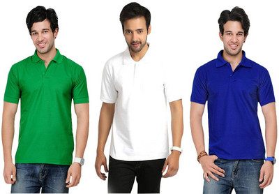 

Keepsake Solid Men's Polo Neck Multicolor T-Shirt(Pack of 3, P white
