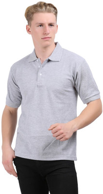 

Sunrise Solid Men's Polo Neck Grey T-Shirt, Grey melange