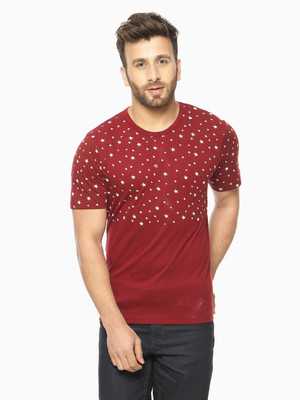 

Gritstones Printed Men' Round Neck Maroon T-Shirt