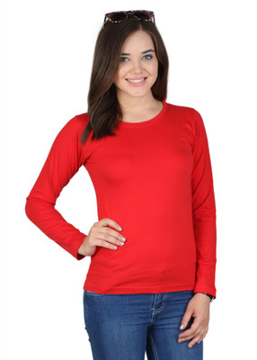 

SayItLoud Solid Women' Round Neck Red T-Shirt