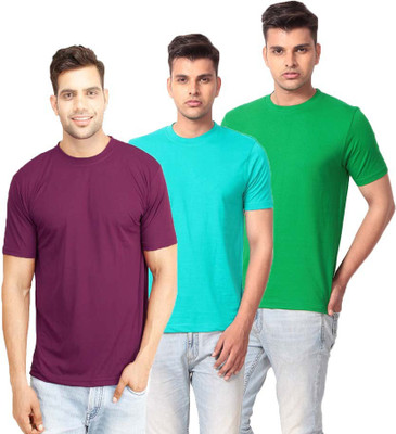 

Purple Square Solid Men's Round Neck Reversible Light Blue, Green, Dark Blue T-Shirt(Pack of 3, Dark blue;green;light blue