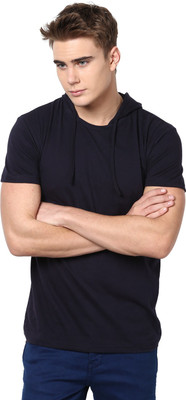 

Unisopent Designs Solid Men's Hooded Dark Blue T-Shirt