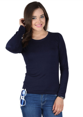 

SayItLoud Solid Women's Round Neck Dark Blue T-Shirt