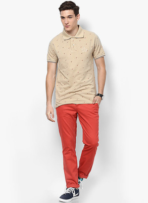 

Jack & Jones Printed Men's Polo Neck Beige T-Shirt, White pepper