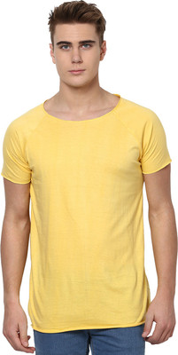 

Unisopent Designs Solid Men's Round Neck Yellow T-Shirt