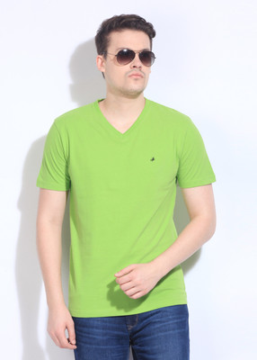

John Players Solid Men's V-neck Green T-Shirt, 1a5