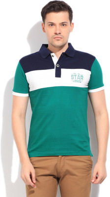 

LAWMAN Pg3 Striped Men's Polo Neck White, Blue, Green T-Shirt
