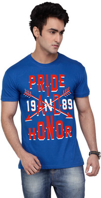

Inkovy Graphic Print Men' Round Neck Blue T-Shirt