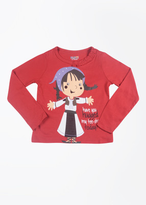 

People Girls Printed T Shirt(Red