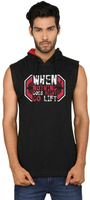 SayItLoud Graphic Print Men' Hooded Black T-Shirt