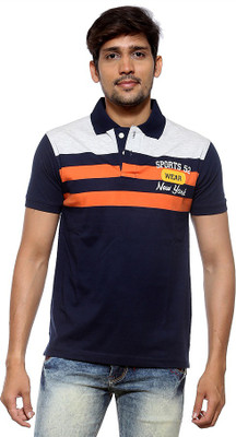 

Sports 52 Wear Striped Men's Polo Neck Grey T-Shirt, Melange