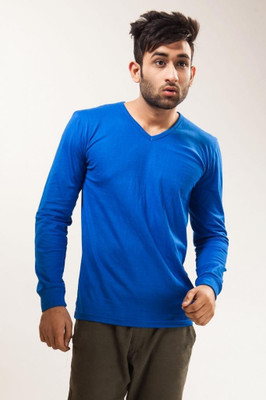 

Unisopent Designs Solid Men's V-neck Blue T-Shirt, Royal blue