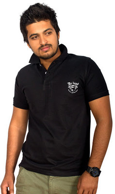 

SayItLoud Solid Men' Polo Neck Black T-Shirt