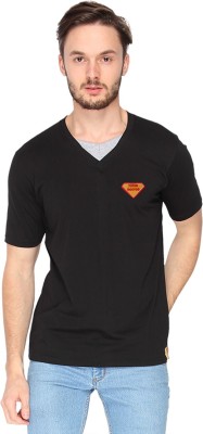 CAMPUS SUTRA Solid Men V Neck Black T-Shirt