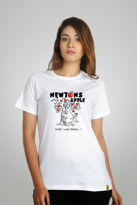 

Campus Sutra Printed Women' Round Neck White T-Shirt
