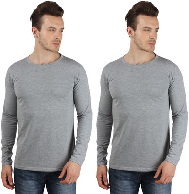 

SayItLoud Solid Men's Round Neck Grey T-Shirt(Pack of 2