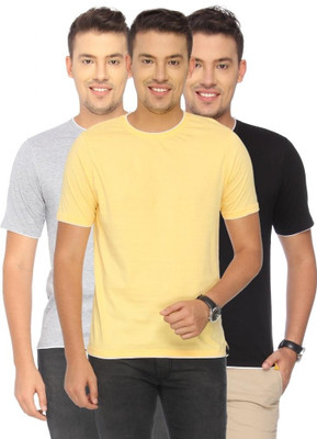 

Campus Sutra Solid Men Round Neck Black, Grey, Yellow T-Shirt(Pack of 3)