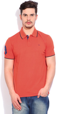 

Peter England Solid Men's Polo Neck Orange T-Shirt