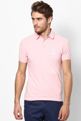 

Srota Solid Men' Polo Neck Pink T-Shirt