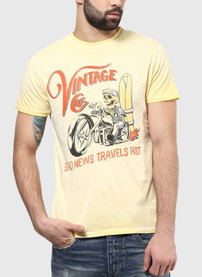 

Jack & Jones Graphic Print Men's Round Neck Yellow T-Shirt, Banana crepe