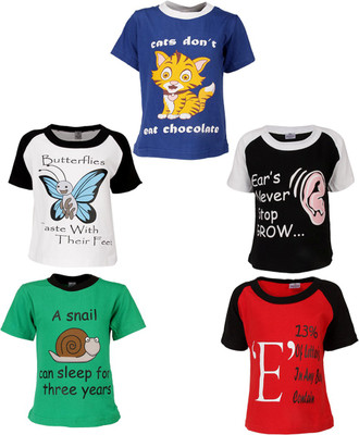 

Gkidz Boys Printed T Shirt(Multicolor, Pack of 5, Red