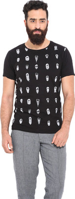 

Mr Button Printed Men' Round Neck Black T-Shirt, Cotton