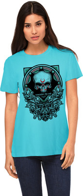

Monzter Popcornz Graphic Print Women's Round Neck Blue T-Shirt, Turquoise