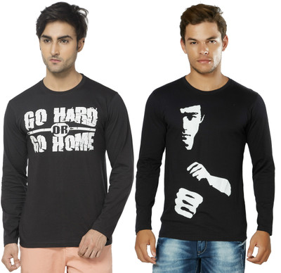

Alan Jones Printed Men's Round Neck Black T-Shirt(Pack of 2