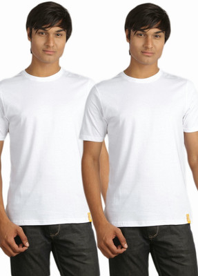 

Campus Sutra Solid Men Round Neck White T-Shirt(Pack of 2)