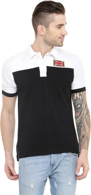 

Gritstones Solid Men's Polo Neck Black, White T-Shirt, Blackwhite15