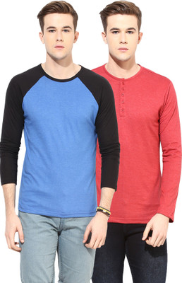 

Yellow Submarine Solid Men's Round Neck Red, Blue T-Shirt(Pack of 2)