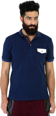 

Mr Button Solid Men's Polo Neck Dark Blue T-Shirt