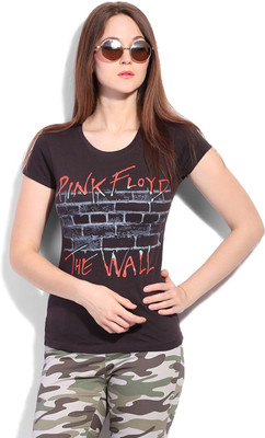 

Pink Floyd Printed Women's Round Neck Brown T-Shirt, Burnt grey