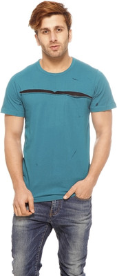 

Gritstones Solid Men's Round Neck Blue T-Shirt, Turquoise blue