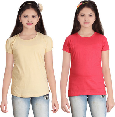 

FabTag - Sini Mini Girls Solid T Shirt(Multicolor