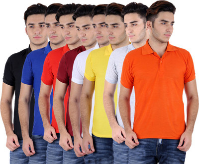 

Sanvi Traders Solid Men Polo Neck Multicolor T-Shirt(Pack of 8