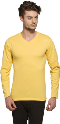 

Alan Jones Solid Men's V-neck Yellow T-Shirt, Gold