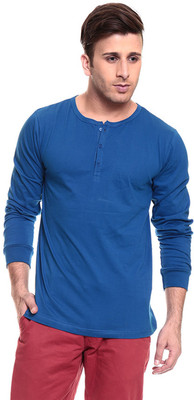 

Izinc Solid Men' Henley Blue T-Shirt, Royal blue