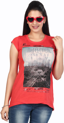 

Fritzberg Printed Women's Round Neck Red T-Shirt, Tomato red 