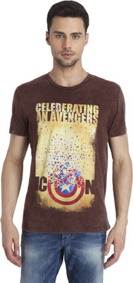 

Jack & Jones Printed Men' Round Neck Brown T-Shirt, Dark earth