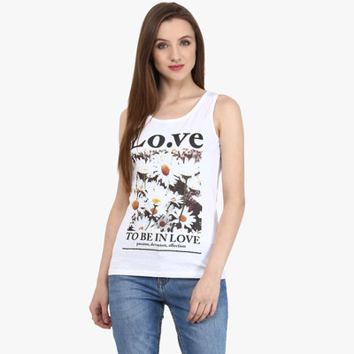 

Honey By Pantaloons Printed Women's Round Neck White T-Shirt