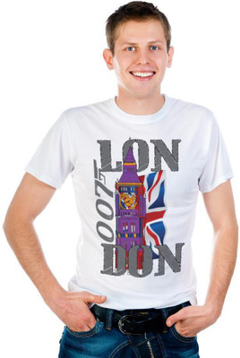 

6th Cross Graphic Print Men's Round Neck White T-Shirt