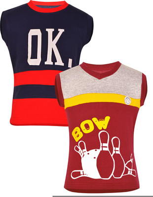 

Gkidz Boys Printed Cotton T Shirt(Dark Blue, Pack of 2