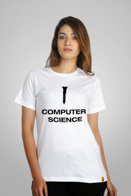 

Campus Sutra Printed Women's Round Neck White T-Shirt