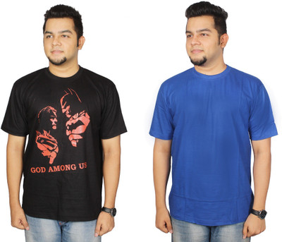 

Leo Clothing Printed Men's Round Neck Reversible Black, Blue T-Shirt(Pack of 2)