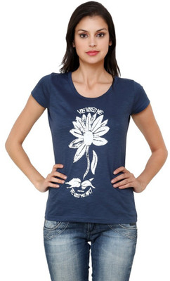 

Espresso Printed Women's Round Neck Blue T-Shirt