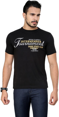 

Cotton County Premium Printed Men's Round Neck Black T-Shirt