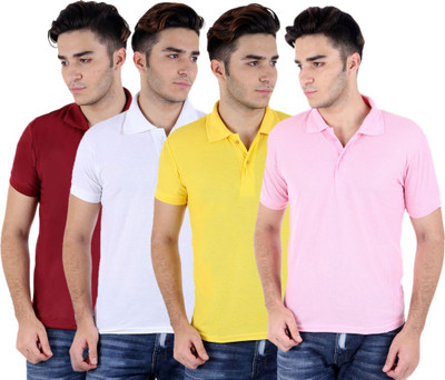 

Sanvi Traders Solid Men Polo Neck Multicolor T-Shirt(Pack of 4